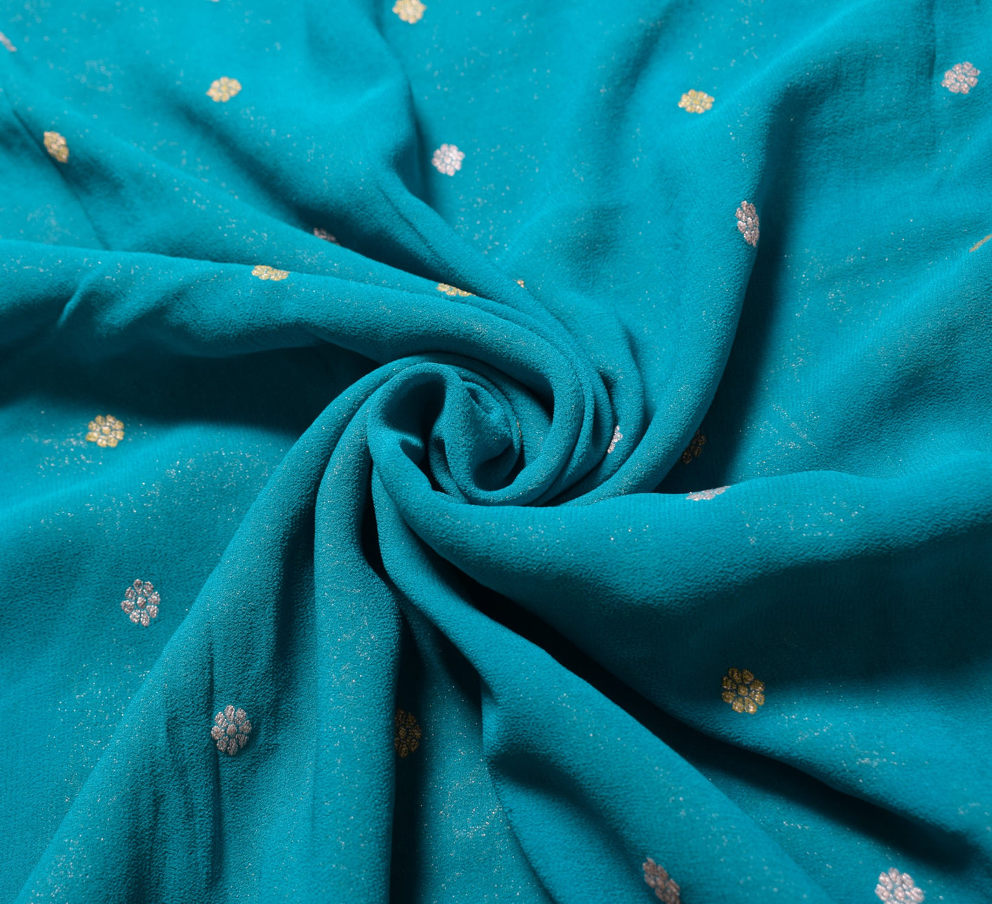 Sushila Vintage Banarasi Georgette Sari Remnant Scrap Brocade 5 YDs Craft Fabric
