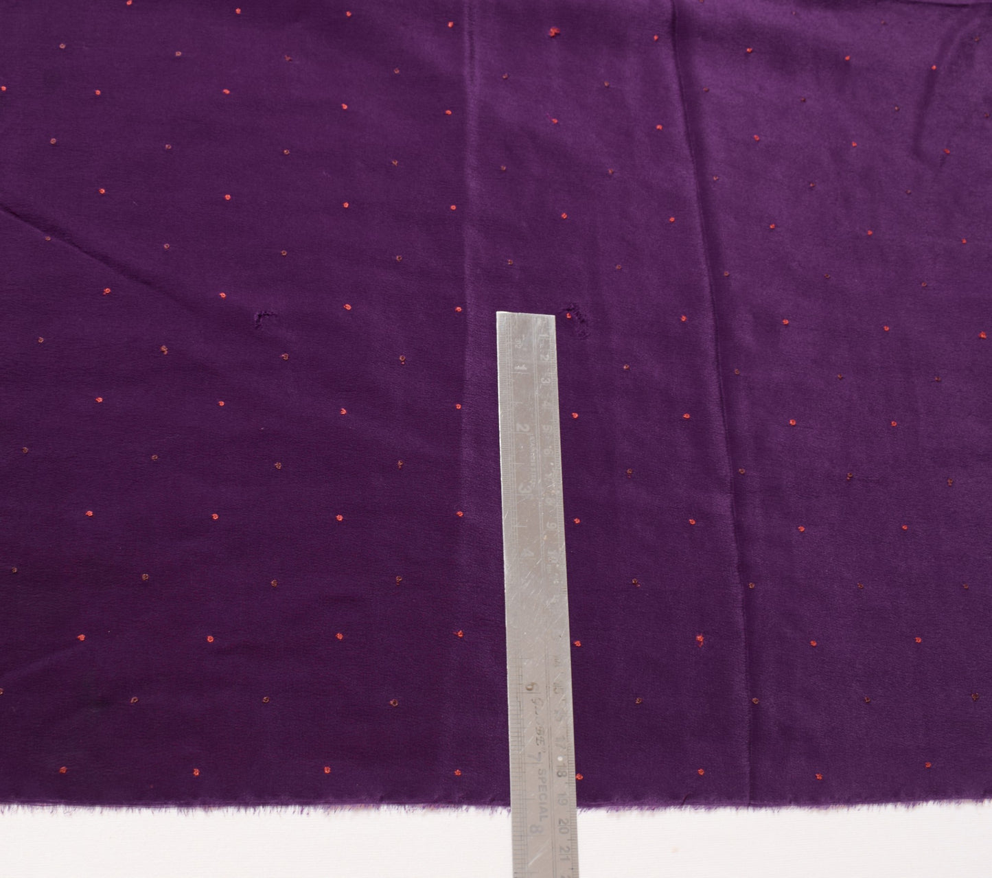 Sushila Vintage Dark Wine Hand Work Sari Remnant Scrap Pure Crepe Craft Fabric