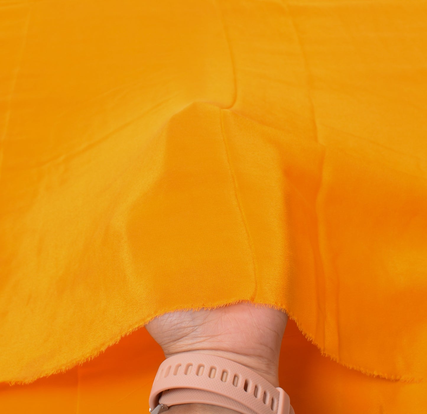 Sushila Vintage Orange Crepe Sari Remnant Scrap Hand Embroidery 5Yd Craft Fabric