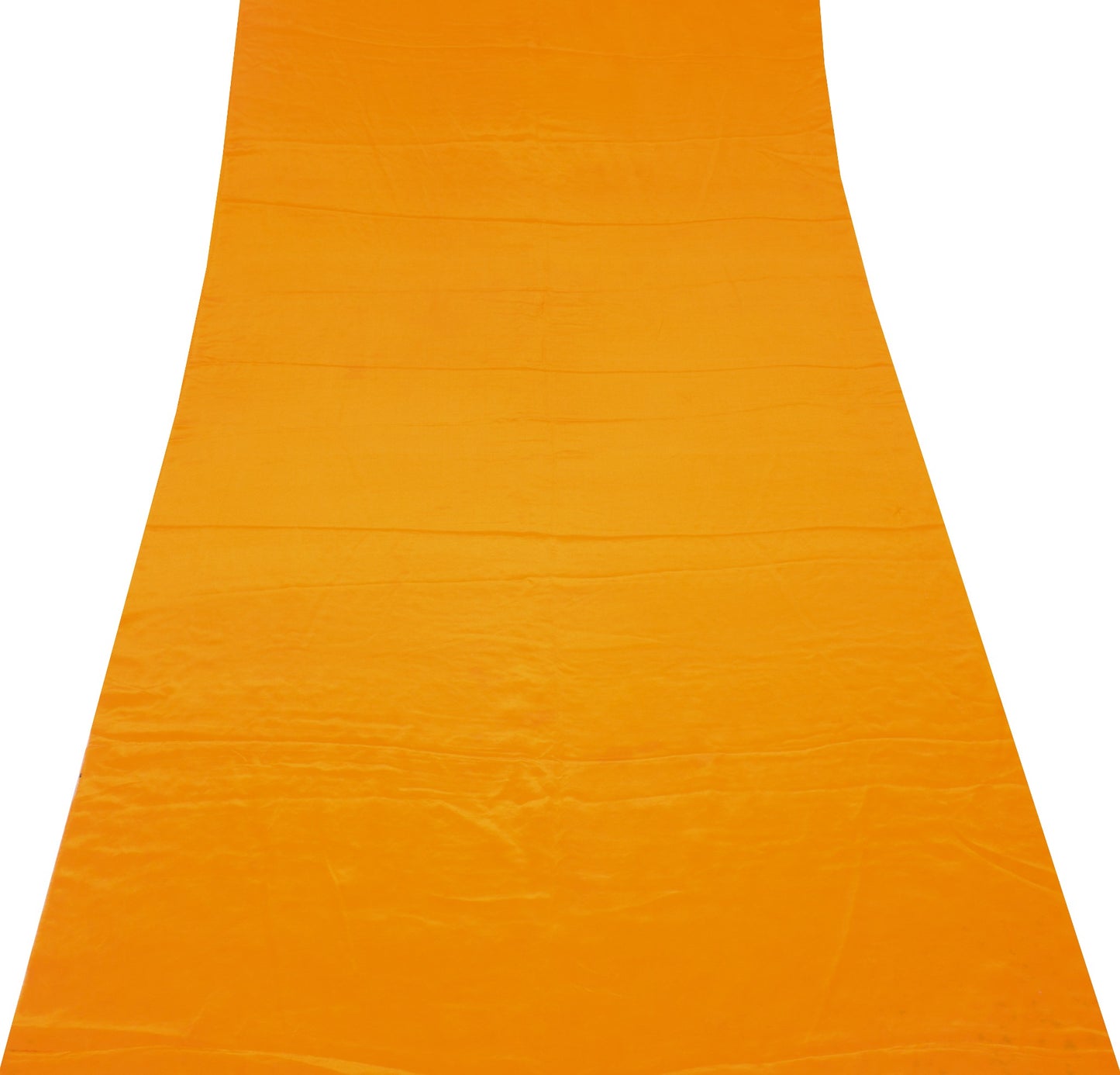 Sushila Vintage Orange Crepe Sari Remnant Scrap Hand Embroidery 5Yd Craft Fabric