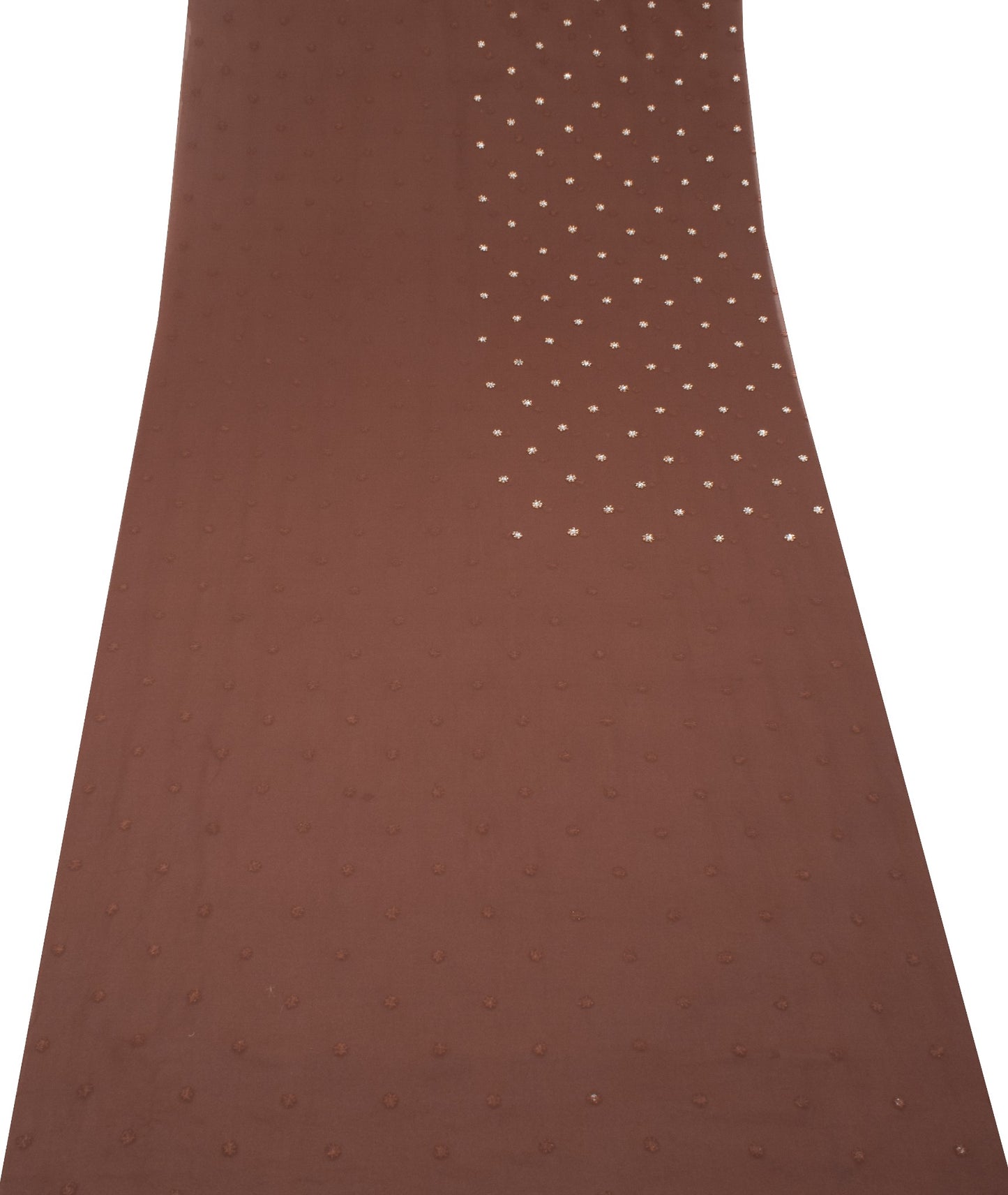 Sushila Vintage Brown Sari Remnant Scrap Hand Beaded Georgette 5YD Craft Fabric