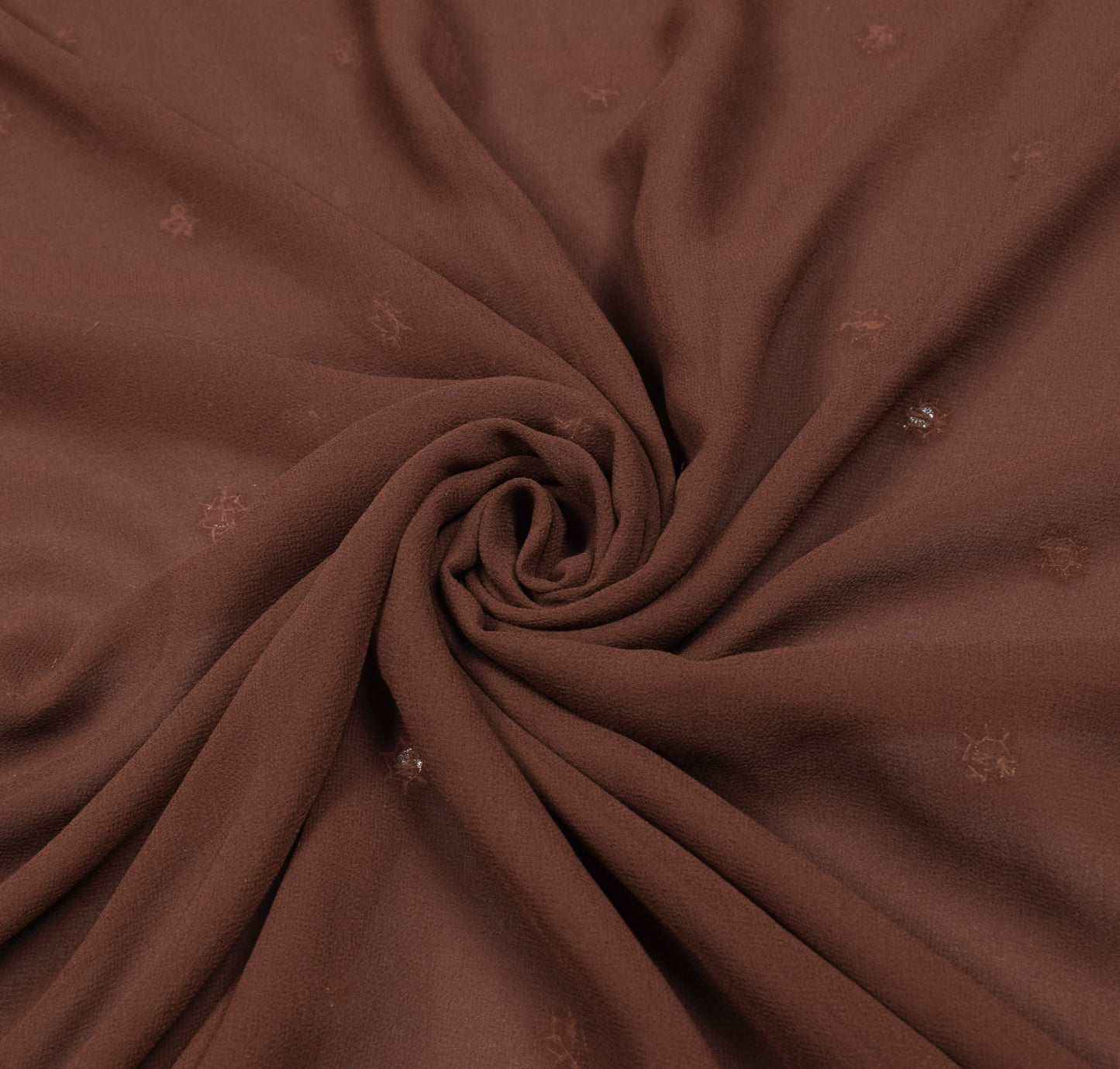Sushila Vintage Brown Sari Remnant Scrap Hand Beaded Georgette 5YD Craft Fabric