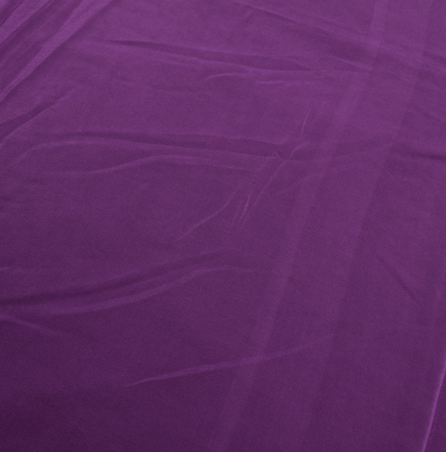 Sushila Vintage Purple Sari 200"Remnant Scrap Embroidery Pure Crepe Craft Fabric