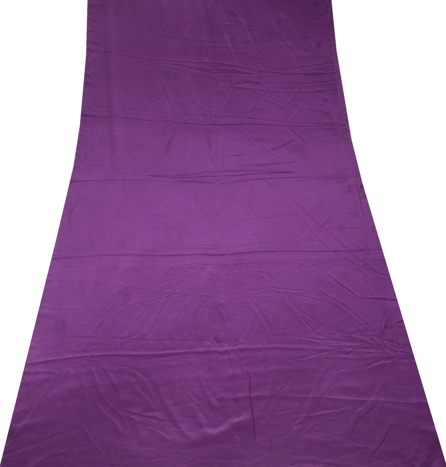 Sushila Vintage Purple Sari 200"Remnant Scrap Embroidery Pure Crepe Craft Fabric
