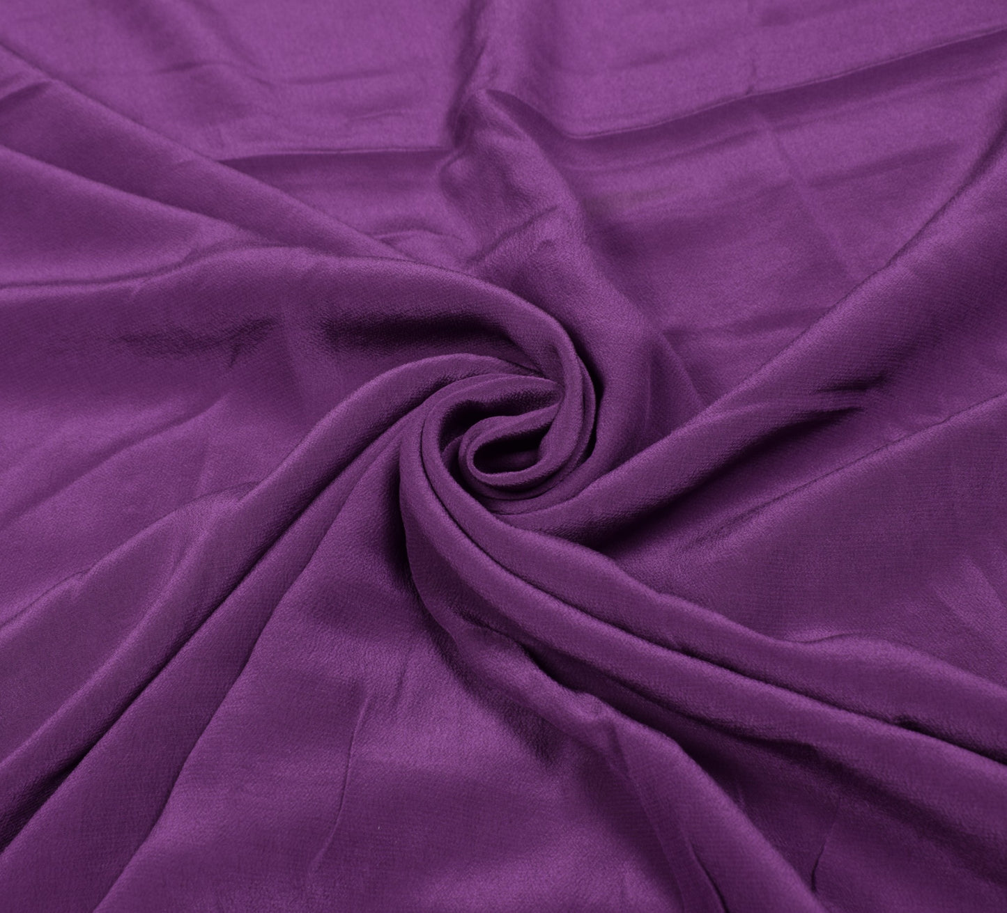 Sushila Vintage Purple Sari 200"Remnant Scrap Embroidery Pure Crepe Craft Fabric