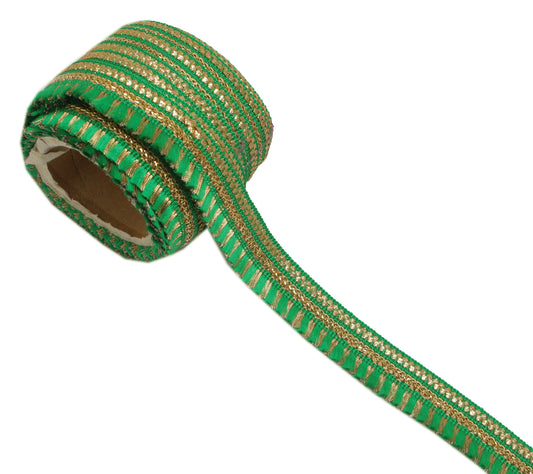 Sushila Vintage 6 Yard Sari Border Craft Trim Sewing Ribbon Lace Edge Tape Green