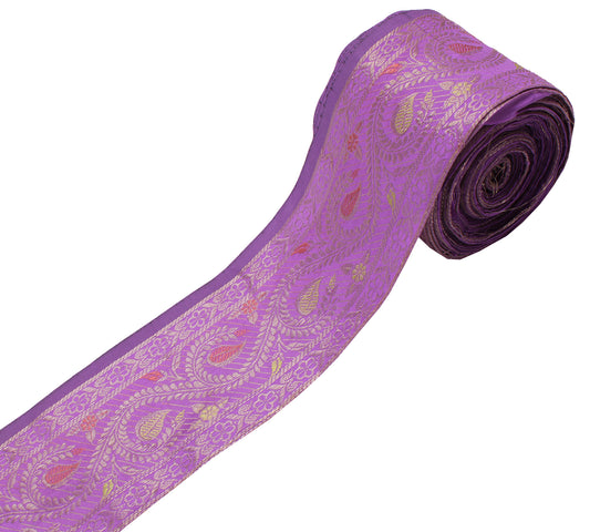 Sushila Vintage 3 Yard Sari Border Craft Trim Sewing Ribbon Lace Edge Purple