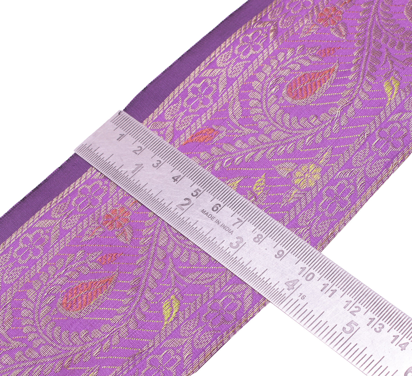 Sushila Vintage 3 Yard Sari Border Craft Trim Sewing Ribbon Lace Edge Purple