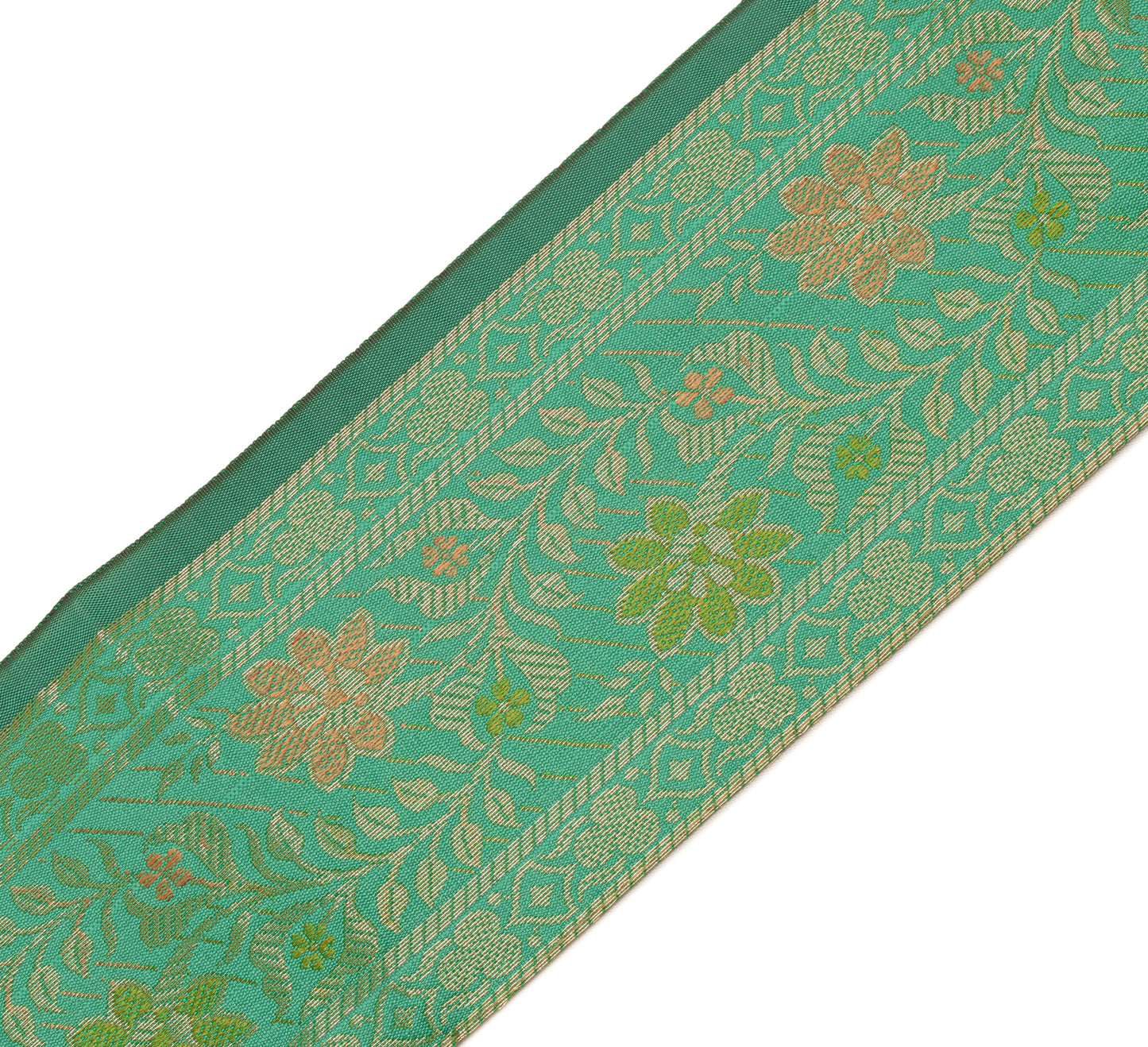 Sushila Vintage 3 Yard Sari Border Craft Trim Sewing Ribbon Lace Edge Aqua Green