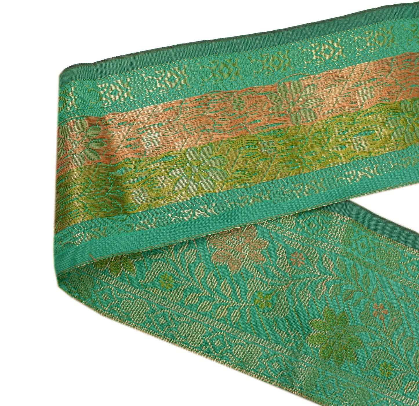 Sushila Vintage 3 Yard Sari Border Craft Trim Sewing Ribbon Lace Edge Aqua Green
