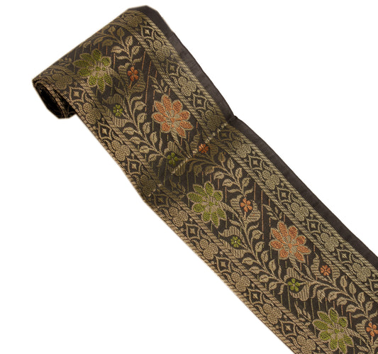 Sushila Vintage 1 Yard Black Woven Sari Border Craft Trim Sewing Ribbon Lace