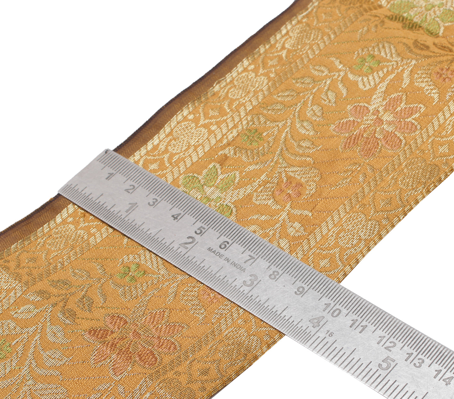 Sushila Vintage 1 Yard Sari Border Craft Trim Sewing Ribbon Lace Edge Brown