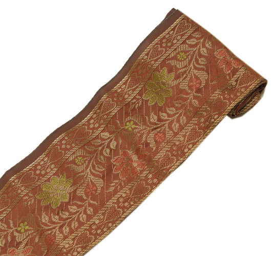 Sushila Vintage 1 Yard Brown Woven Sari Border Craft Trim Sewing Ribbon Lace