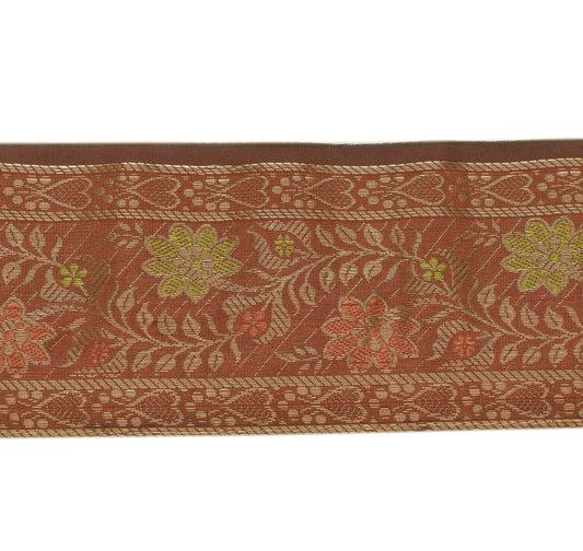 Sushila Vintage 1 Yard Brown Woven Sari Border Craft Trim Sewing Ribbon Lace
