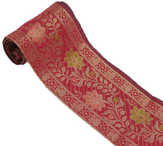 Sushila Vintage 1 Yard Sari Indian Border Craft Trim Sewing Ribbon Lace Edge Red