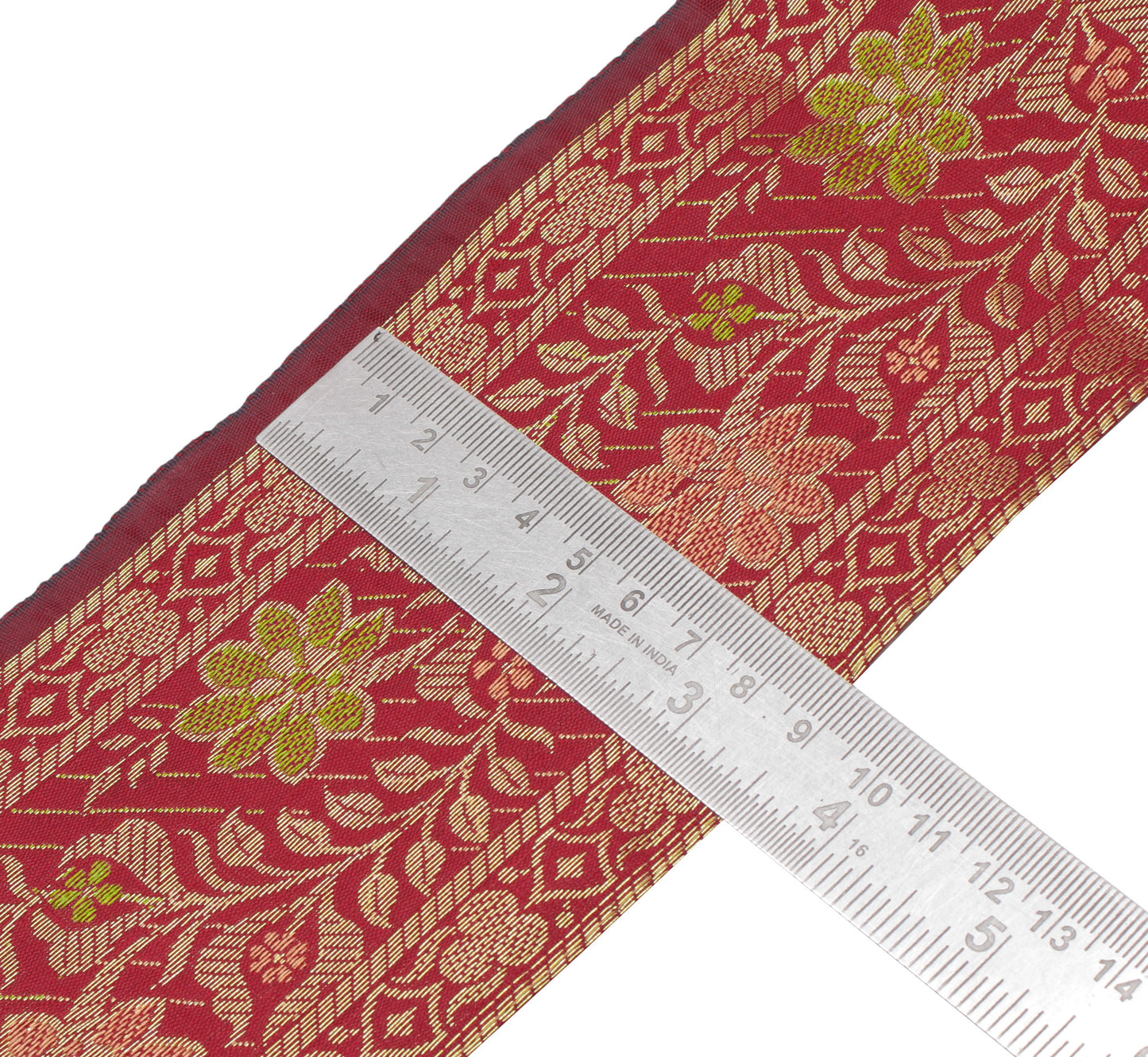 Sushila Vintage 1 Yard Sari Indian Border Craft Trim Sewing Ribbon Lace Edge Red