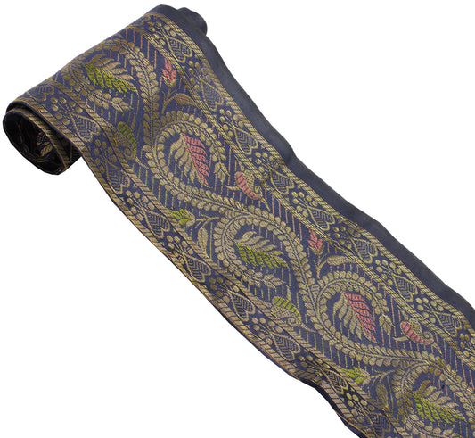 Sushila Vintage 1 Yard Sari Border Craft Trim Sewing Ribbon Lace Edge Blue