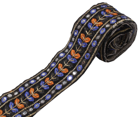 Sushila Vintage 2 Yard Sari Border Craft Trim Sewing Ribbon Lace Edge Black