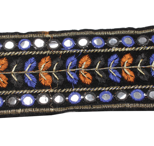 Sushila Vintage 2 Yard Sari Border Craft Trim Sewing Ribbon Lace Edge Black