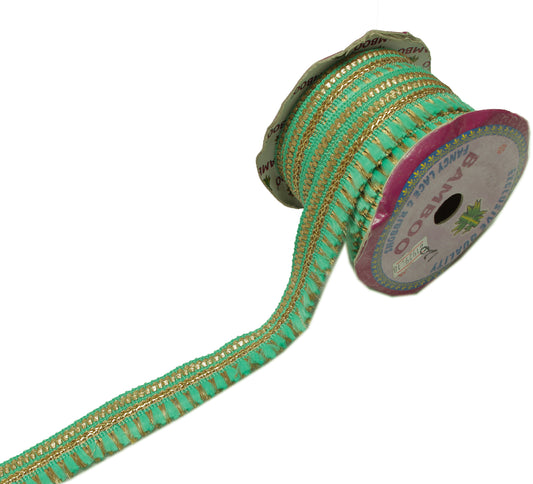 Sushila Vintage 6 Yard Sari Border Craft Trim Sewing Ribbon Lace Edge Tape Green
