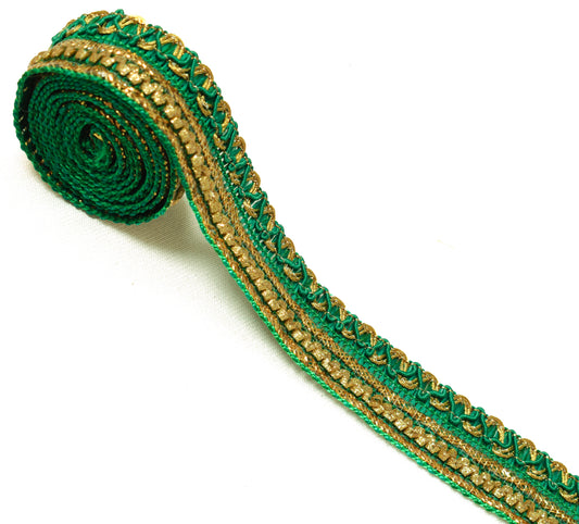 Sushila Vintage 3 Yard Sari Border Craft Trim Sewing Ribbon Lace Edge Green