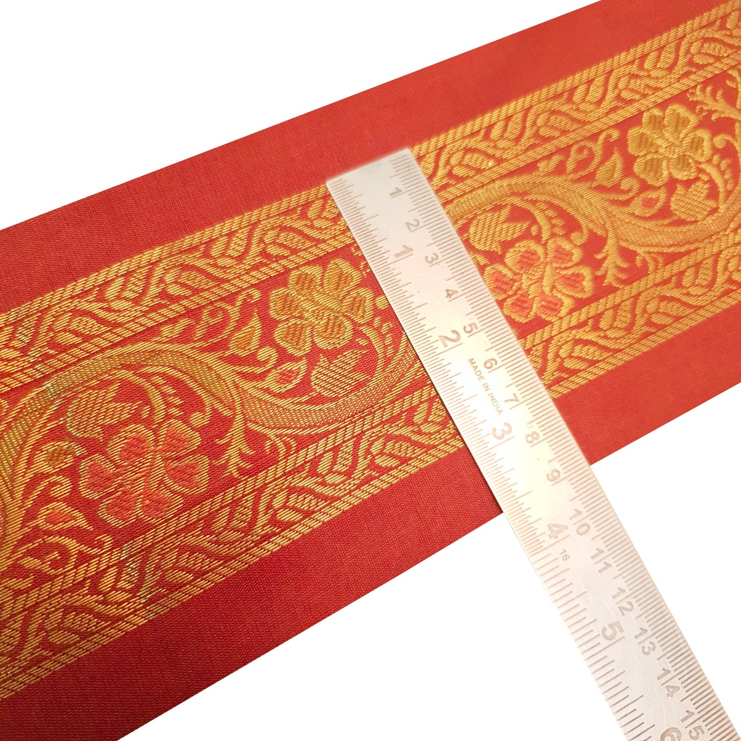Sushila Vintage Red Zari Brocade Sari Border Floral Swing Trim 3 Yds Ethnic Lace