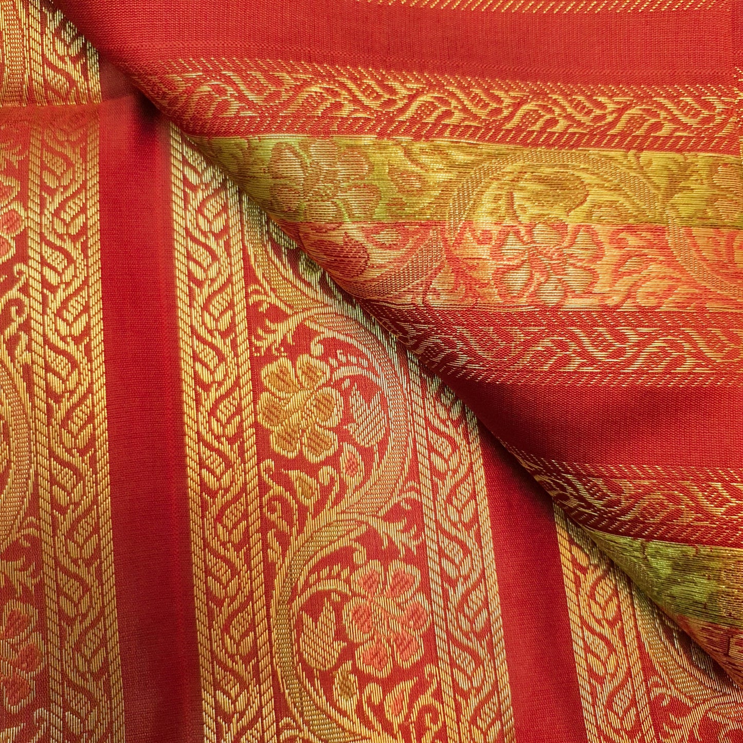 Sushila Vintage Red Zari Brocade Sari Border Floral Swing Trim 3 Yds Ethnic Lace