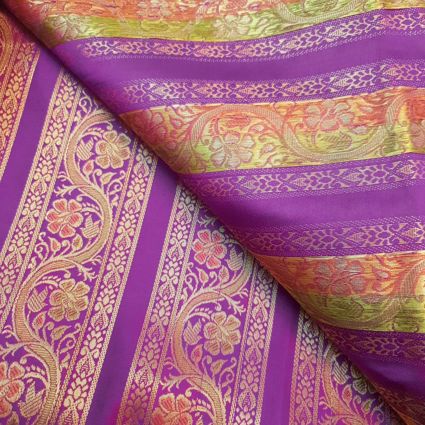 Sushila Vintage Sari Border Floral Brocade Swing Trim 3 Yard Indian Purple Lace