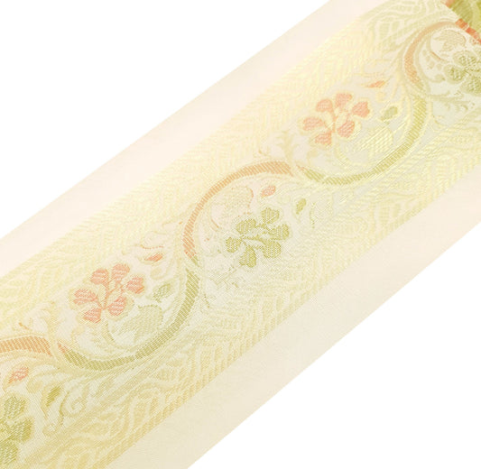 Sushila Vintage White Sari Border Floral Zari Brocade Swing Trim 3 Yard Lace