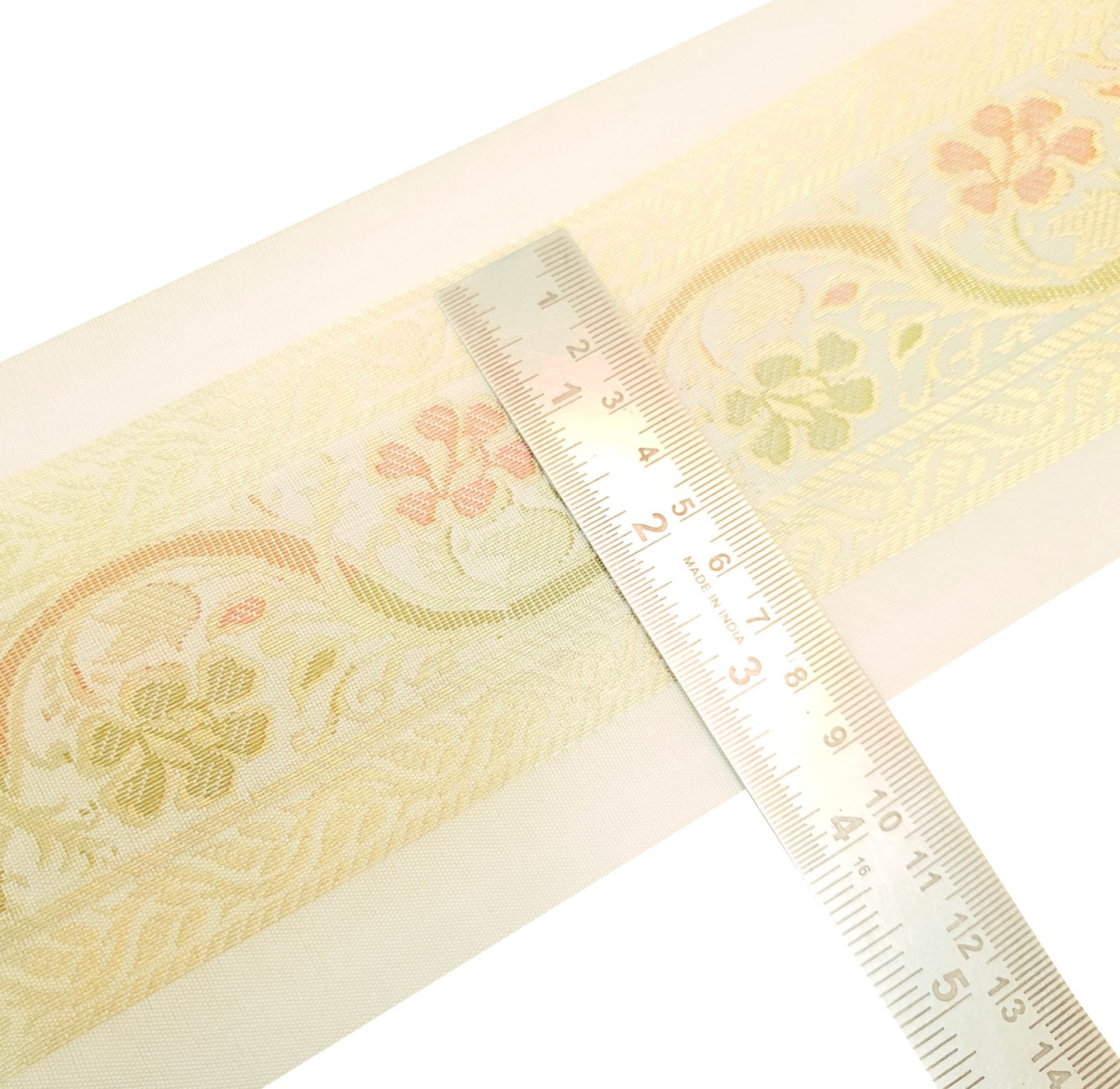 Sushila Vintage White Sari Border Floral Zari Brocade Swing Trim 3 Yard Lace