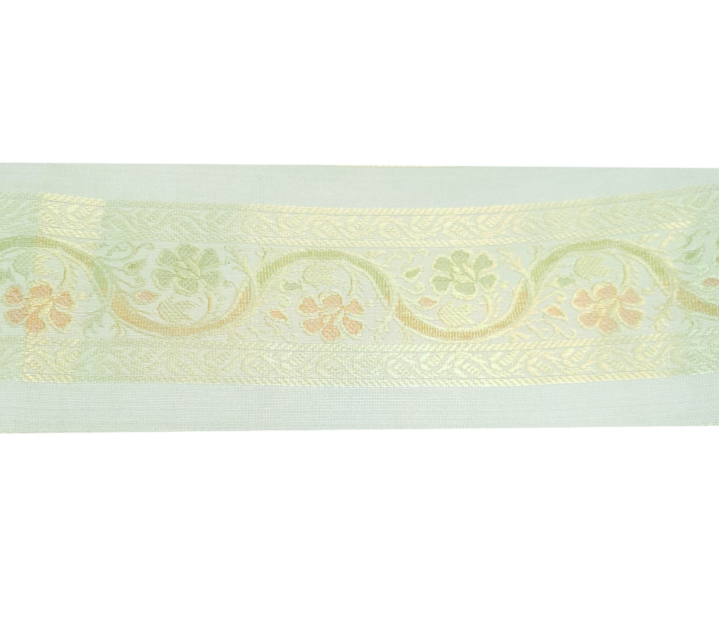 Sushila Vintage Sari Border Floral Zari Brocade Swing Trim 3 Yd Gray Ethic Lace