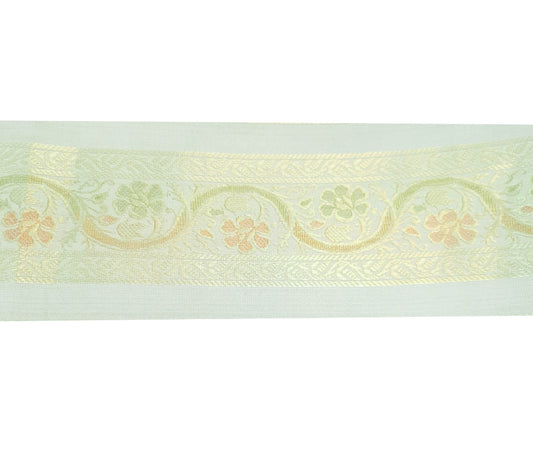 Sushila Vintage Sari Border Floral Zari Brocade Swing Trim 3 Yd Gray Ethic Lace