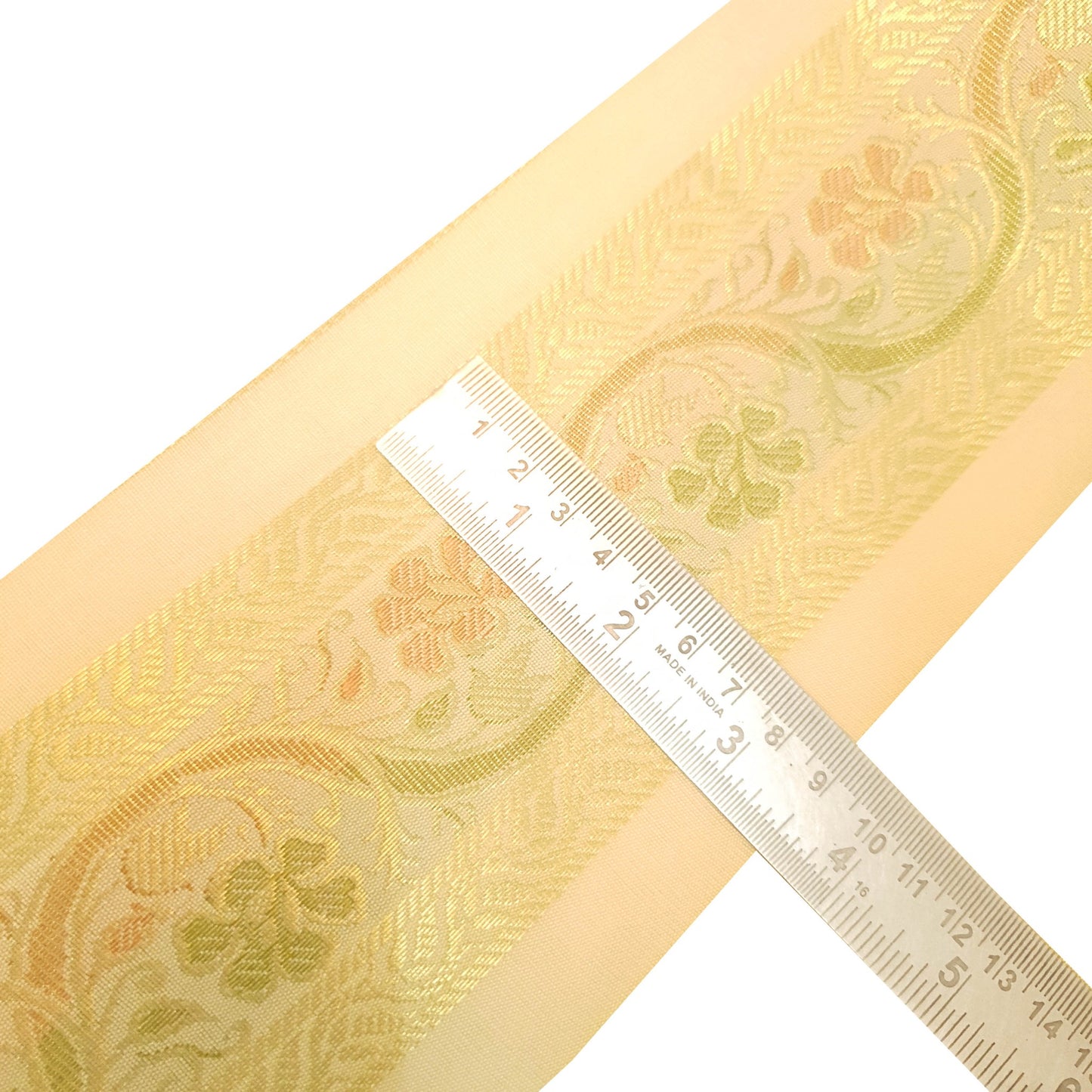 Sushila Vintage Sari Border Cream Floral Zari Brocade Swing Trim 3 Yard Lace