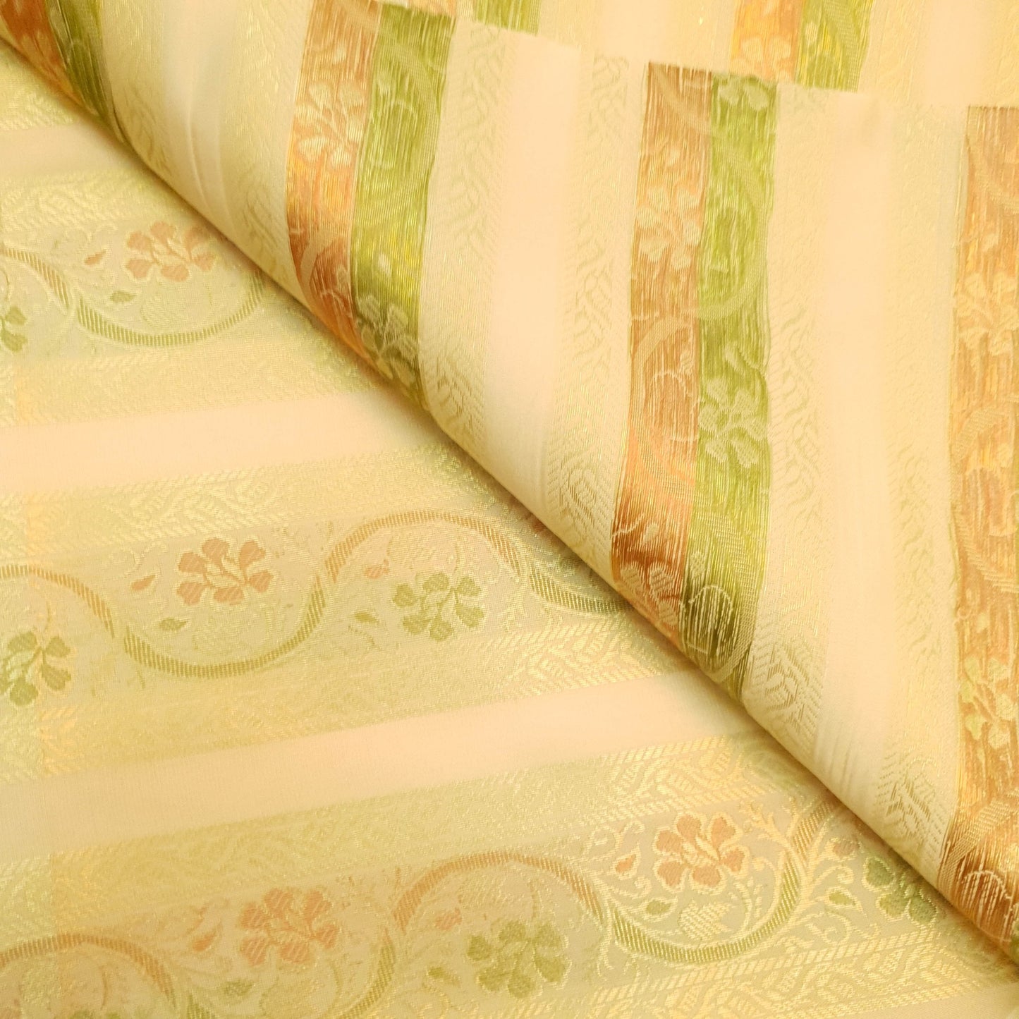 Sushila Vintage Sari Border Cream Floral Zari Brocade Swing Trim 3 Yard Lace