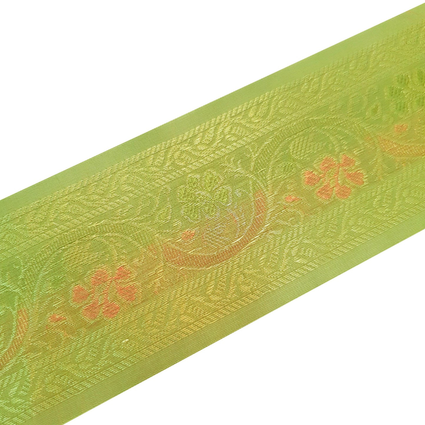 Sushila Vintage Green Sari Border Floral Brocade Ethnic Swing Trim 3 Yard Lace