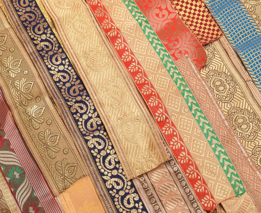 Sushila Vintage Sari Border Assorted Lot of 66 Pc Remnant Trim Craft Sewing Lace