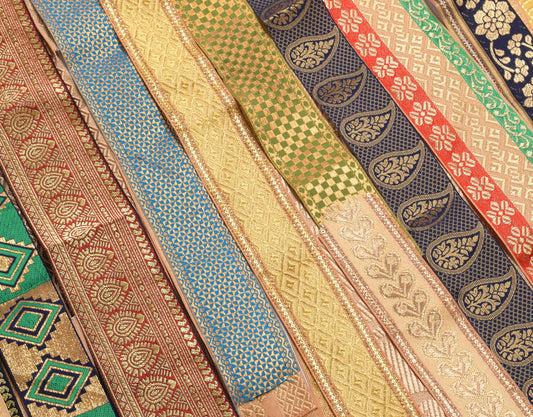 Sushila Vintage Sari Border Assorted Lot of 65 Pc Remnant Trim Craft Sewing Lace