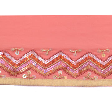 Sushila Vintage Peach Saree Border Indian Craft Sewing Trim Hand Beaded Lace