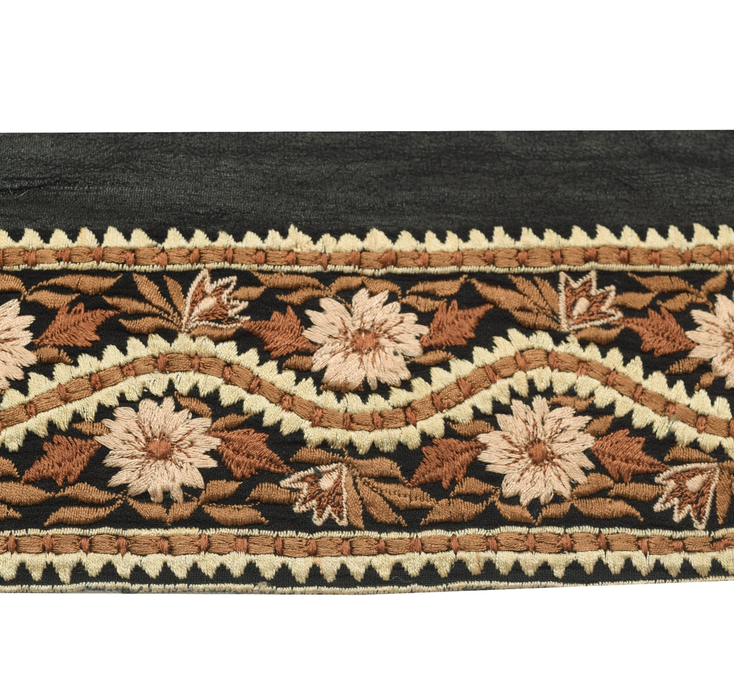 Sushila Vintage Black Floral Saree Border Indian Craft Sewing Trim Lace Ribbon