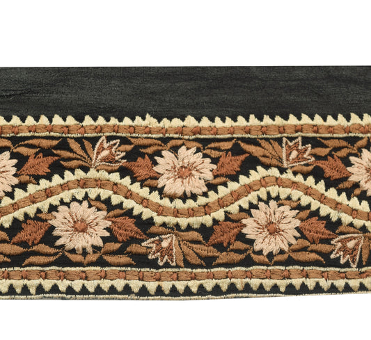 Sushila Vintage Black Floral Saree Border Indian Craft Sewing Trim Lace Ribbon