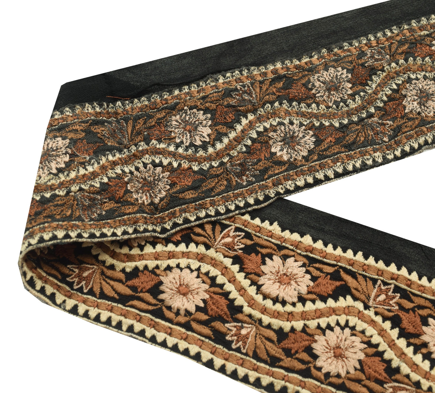 Sushila Vintage Black Floral Saree Border Indian Craft Sewing Trim Lace Ribbon
