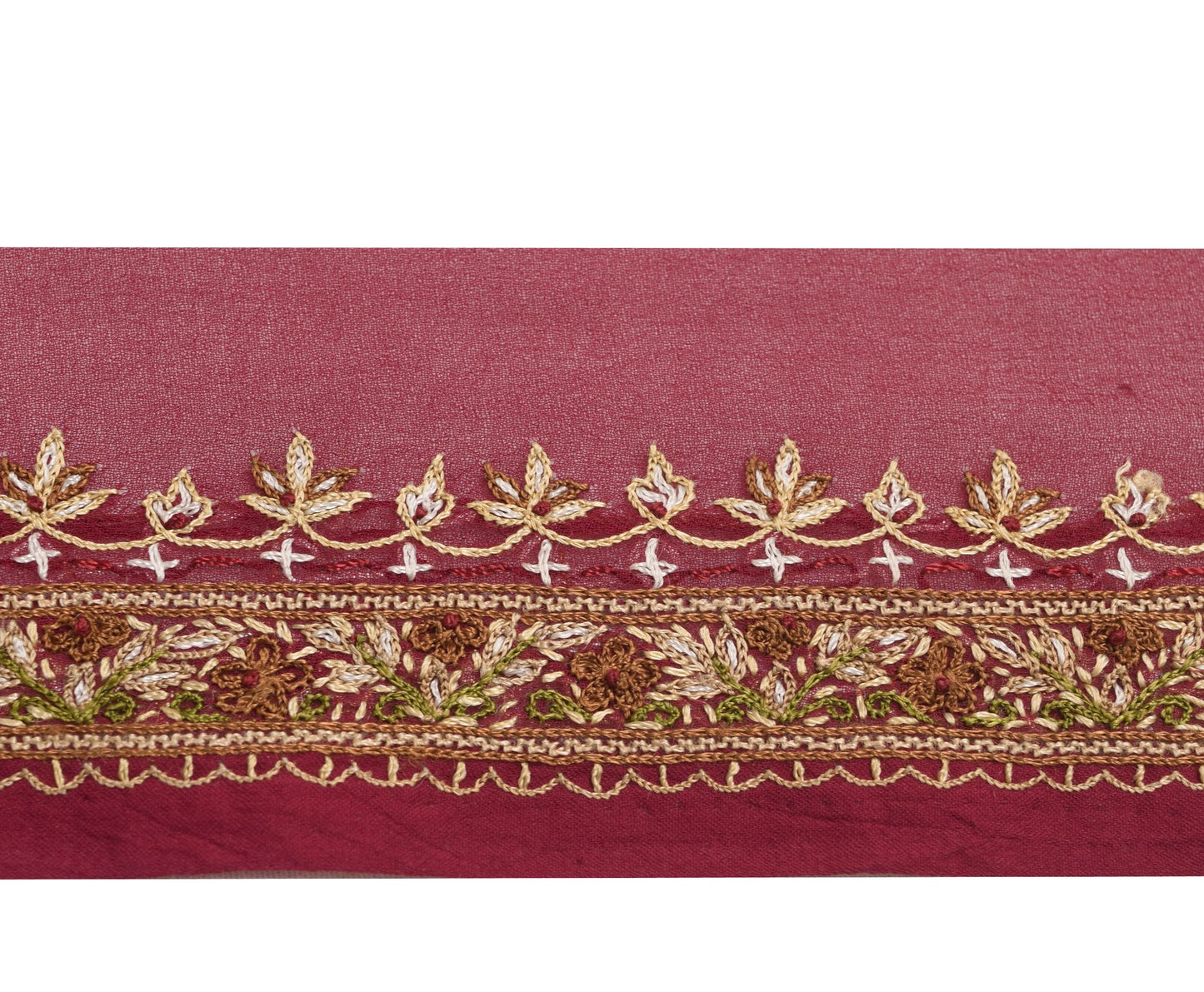 Sushila Vintage Maroon Georgette Saree Border Indian Craft Sewing Trim Ribbon