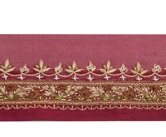 Sushila Vintage Maroon Georgette Saree Border Indian Craft Sewing Trim Ribbon