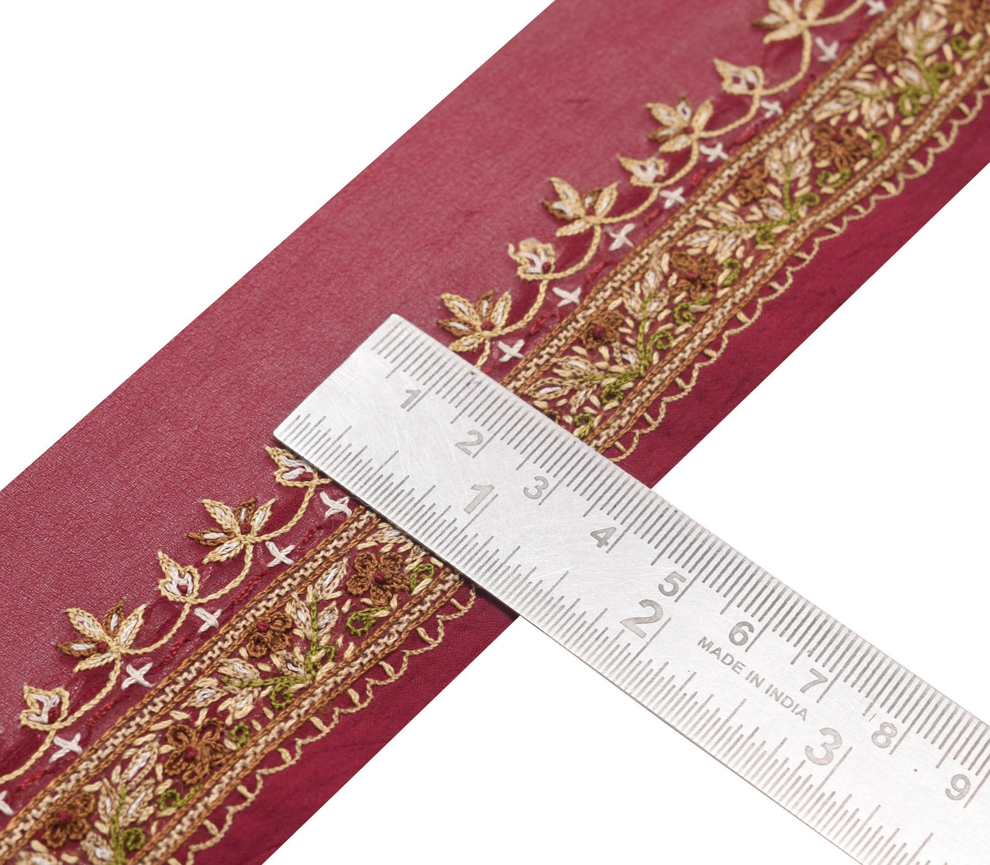 Sushila Vintage Maroon Georgette Saree Border Indian Craft Sewing Trim Ribbon