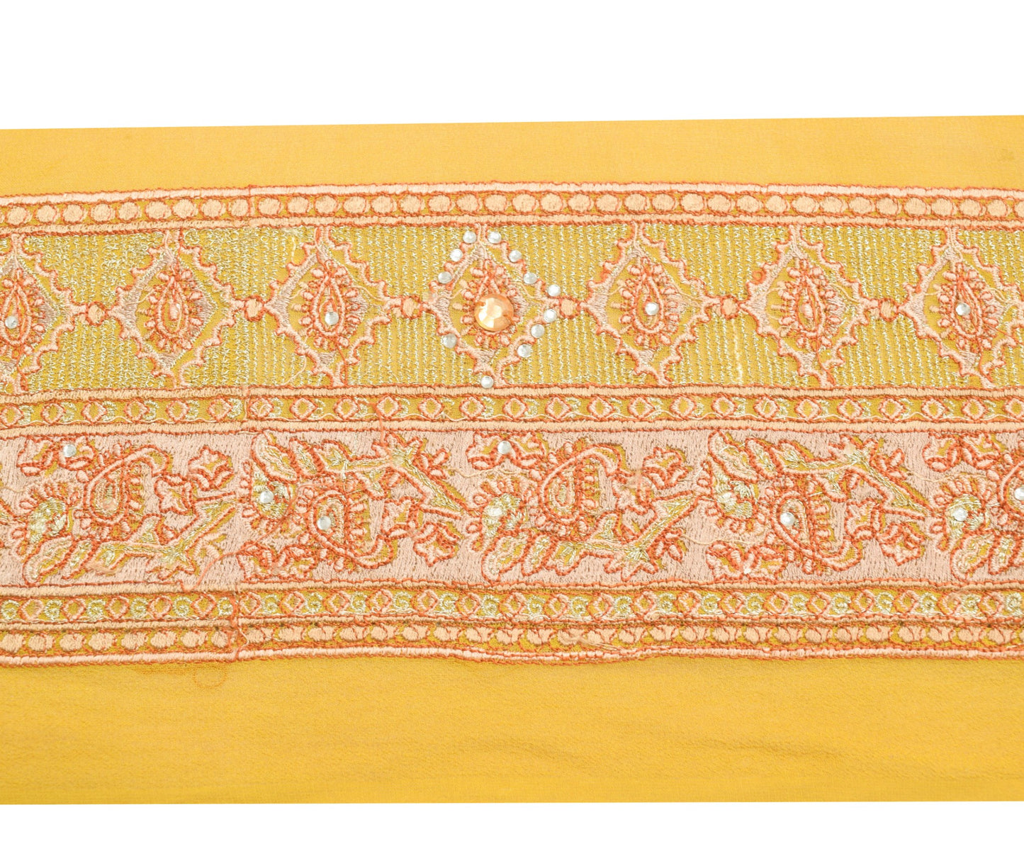 Sushila Vintage Green Saree Border Indian Craft Sewing Trim Embroidered Ribbon