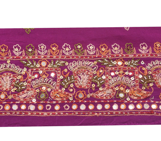 Sushila Vintage Magenta Saree Border Craft Sewing Trim Mirror Work Lace Ribbon