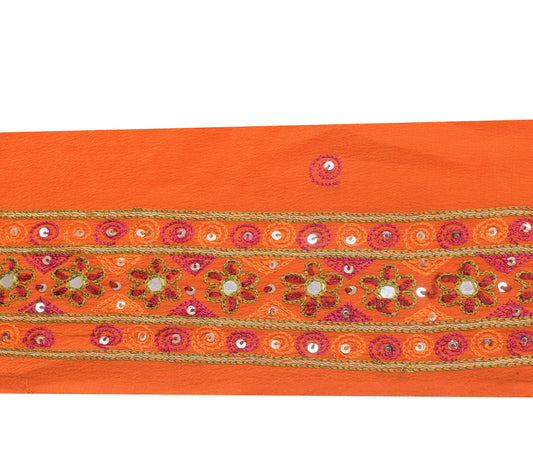 Sushila Vintage Orange Saree Border Embroidered Indian Craft Sewing Trim Lace