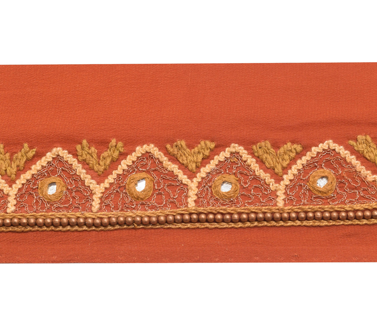 Sushila Vintage Rust Saree Border Crepe Craft Sewing Trim Hand Work Lace Ribbon