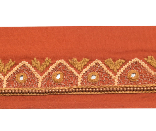 Sushila Vintage Rust Saree Border Crepe Craft Sewing Trim Hand Work Lace Ribbon