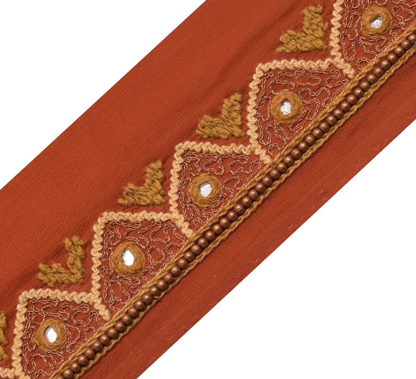 Sushila Vintage Rust Saree Border Crepe Craft Sewing Trim Hand Work Lace Ribbon